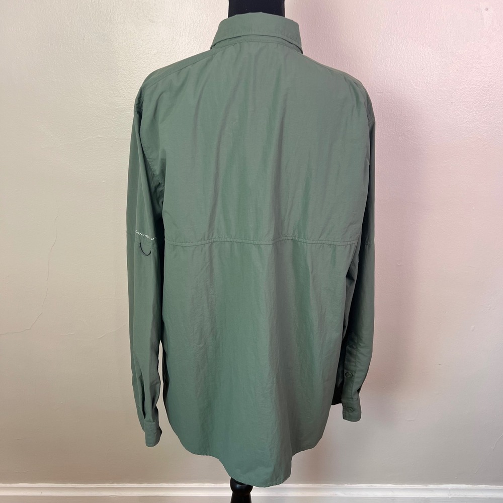 Columbia PFG Fishing Shirt Large Sage Green Omni-Shade Hiking Utility Gorpcore - Picture 4 of 12